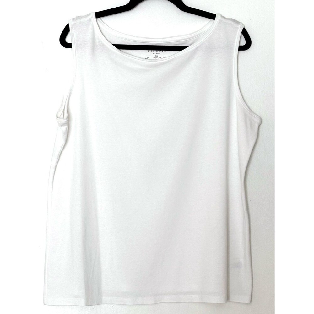 Talbots Pima Bateau-Neck Tank White Size 1XP